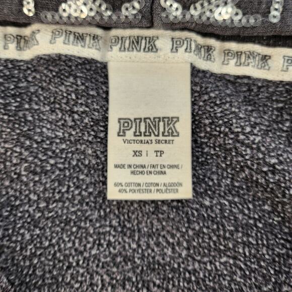 Victorias Secret Pink Sweater Womens XS Gray Silver Sequin Sparkly Full Zip - Picture 16 of 16